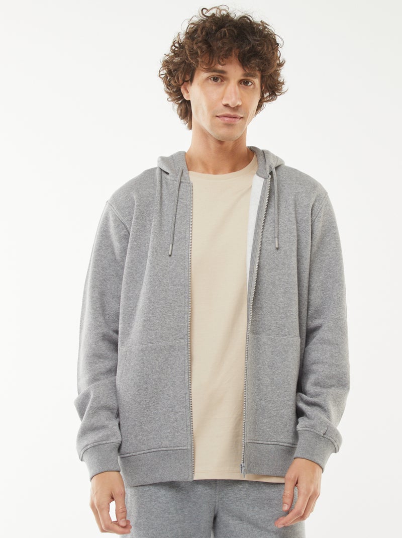 Sweatshirt van fleece met rits en capuchon Grijs - Kiabi