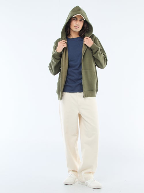 Sweatshirt van fleece met rits en capuchon - Kiabi