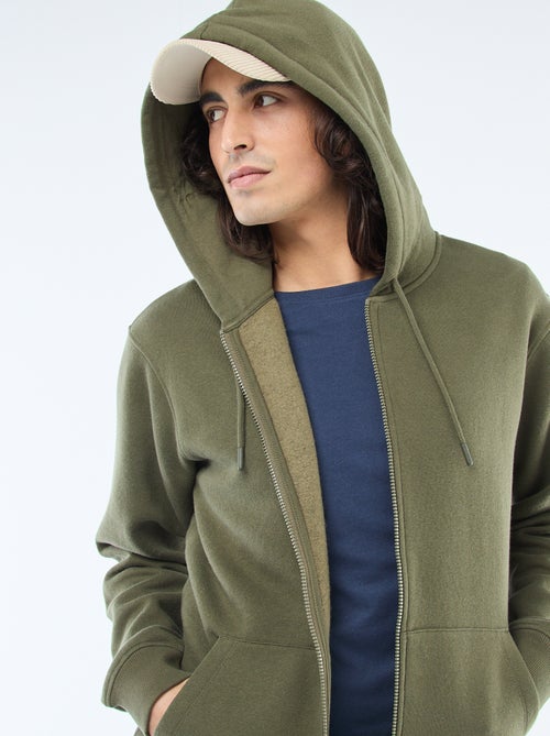 Sweatshirt van fleece met rits en capuchon - Kiabi