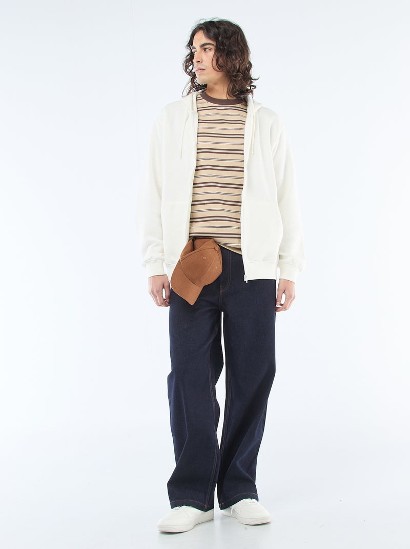 Sweatshirt van fleece met rits en capuchon Wit - Kiabi