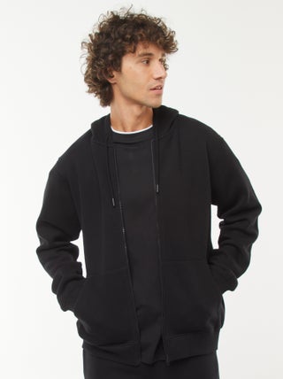 Sweatshirt van fleece met rits en capuchon