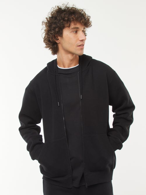 Sweatshirt van fleece met rits en capuchon - Kiabi