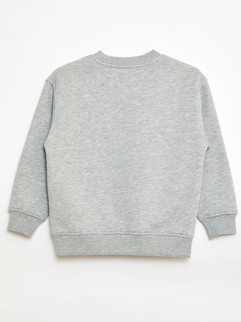 Sweatshirt van joggingstof met fluwelen print Grijs - Kiabi
