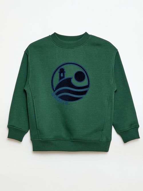 Sweatshirt van joggingstof met fluwelen print - Kiabi