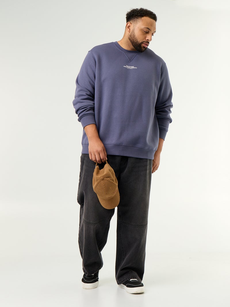 Sweatshirt van molton met opschrift Blauw - Kiabi