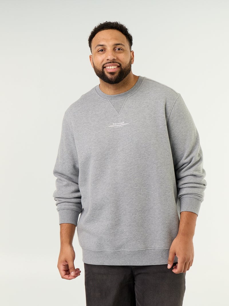 Sweatshirt van molton met opschrift Grijs - Kiabi