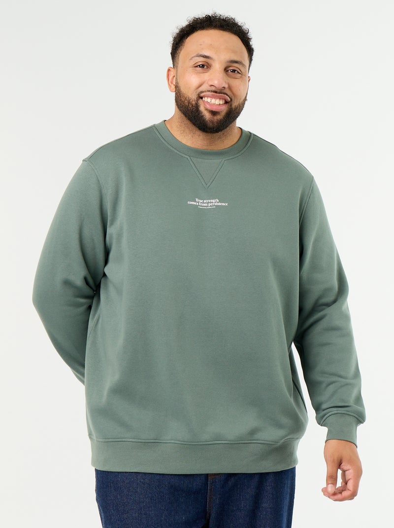 Sweatshirt van molton met opschrift Groen - Kiabi