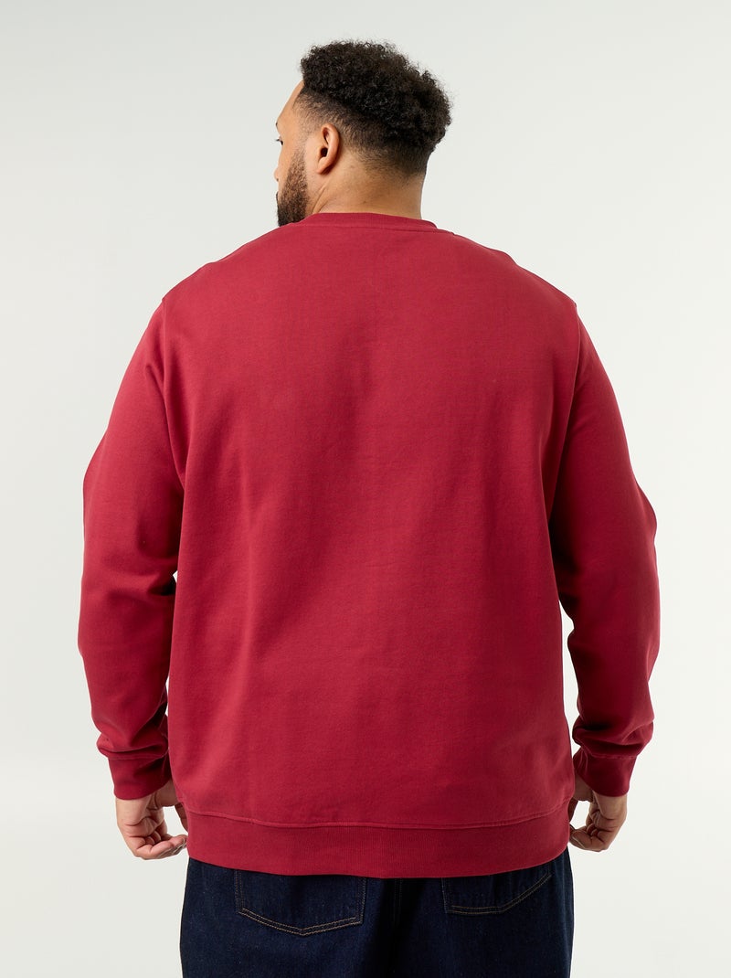 Sweatshirt van ongeruwde molton met opdruk Rood - Kiabi