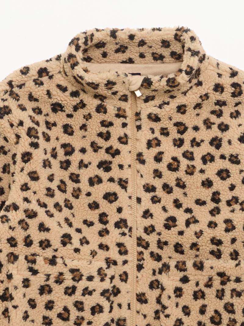 Sweatshirt van schapenvachteffectstof met opstaande kraag Bruin - Kiabi