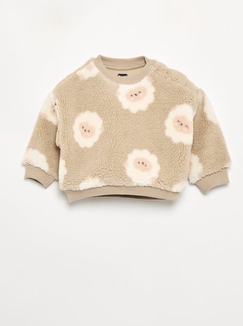 Sweatshirt van stof met schapenvachteffect - Kiabi