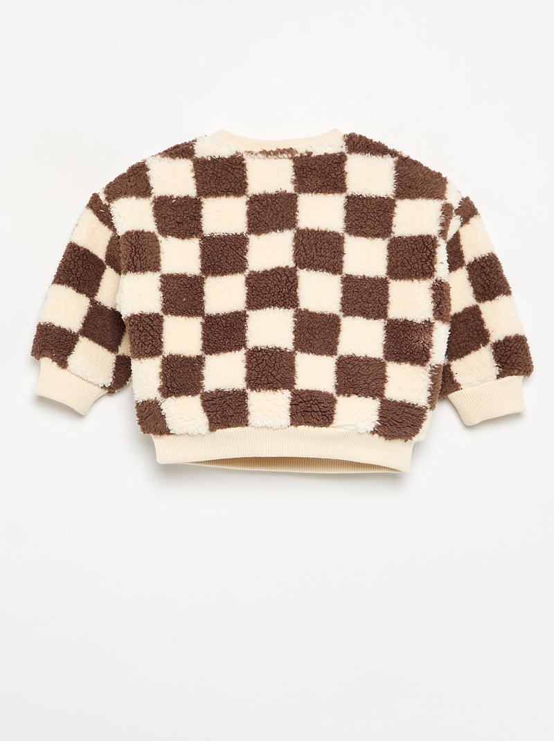 Sweatshirt van stof met schapenvachteffect Bruin - Kiabi