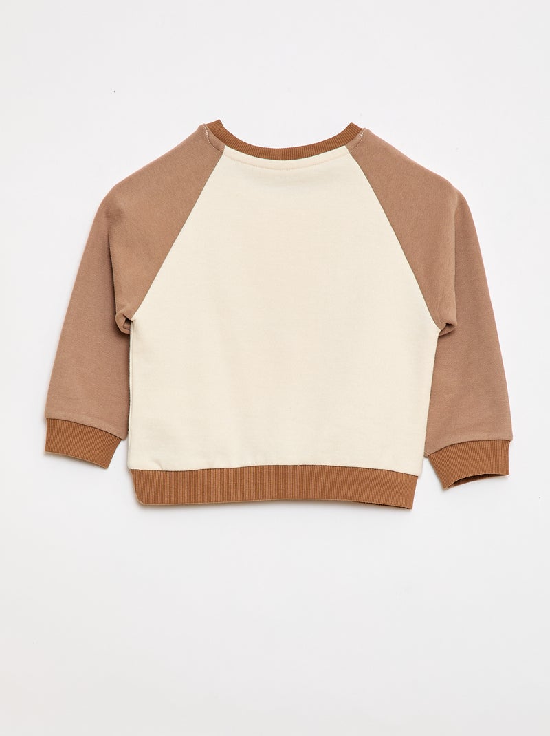 Sweatshirt van tweekleurige french terry katoen Biege - Kiabi