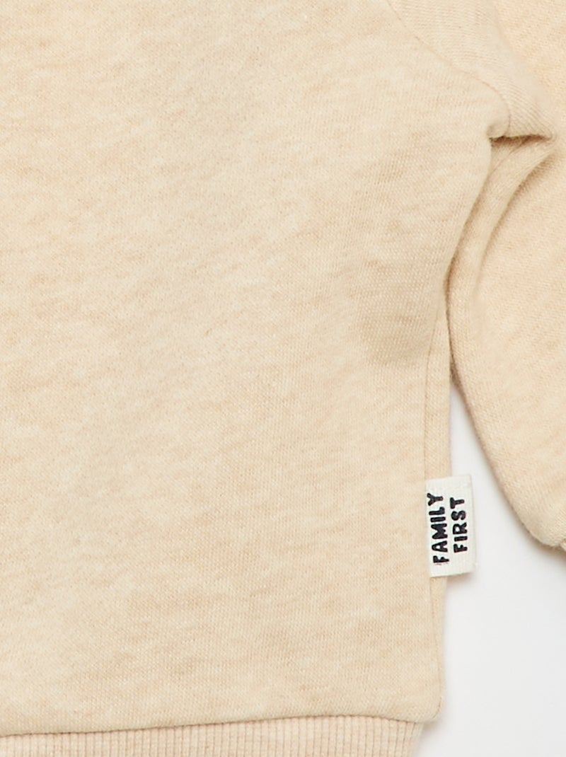 Sweatvest met rits en capuchon van geborstelde fleece Biege - Kiabi
