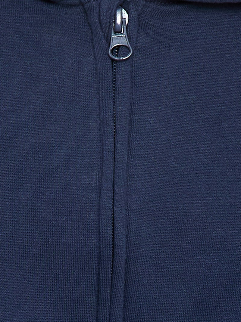 Sweatvest met rits en capuchon van geruwde fleece Donkerblauw - Kiabi