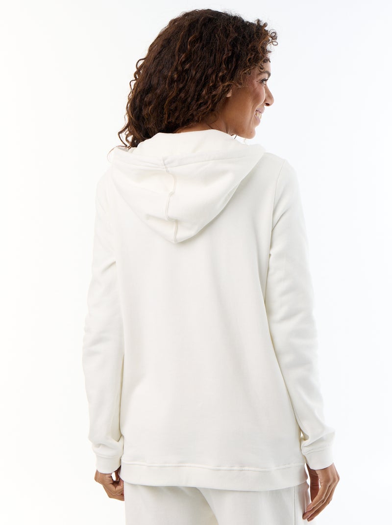 Sweatvest met rits en capuchon voor borstvoeding Wit - Kiabi