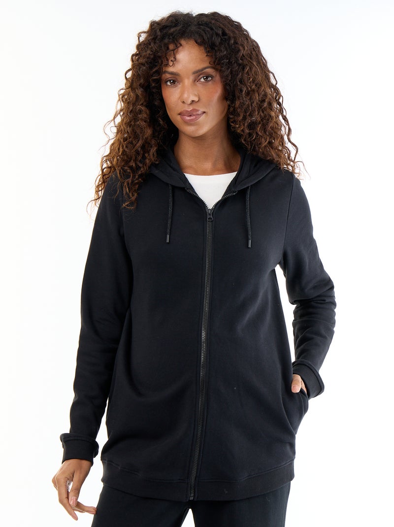 Sweatvest met rits en capuchon voor borstvoeding Zwart - Kiabi