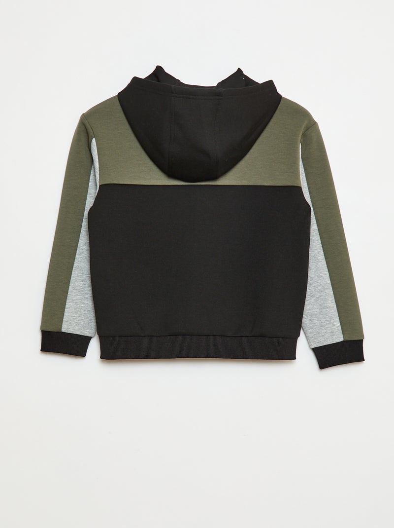 Sweatvest met rits en kap Kaki - Kiabi