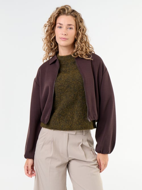 Sweatvest met rits en overhemdkraag - Kiabi