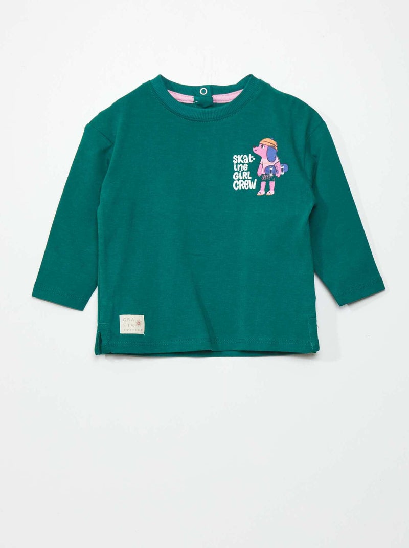 T-shirt - 'Grafik Edition' groen - Kiabi