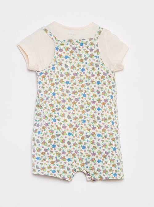 T-shirt + combishort met bloemenprint - 2-delig - Kiabi