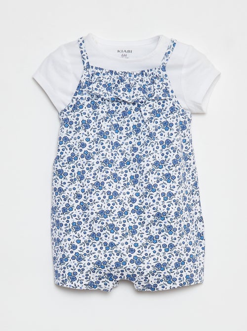 T-shirt + combishort met bloemenprint - 2-delig - Kiabi