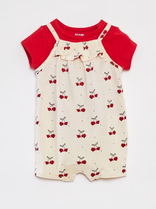 T-shirt + combishort met bloemenprint - 2-delig - Kiabi