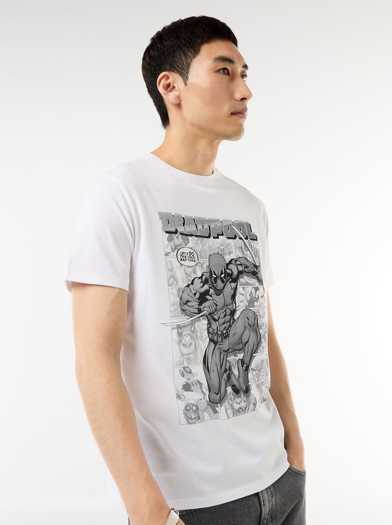 T-shirt 'Deadpool' 'Marvel' met korte mouwen Wit - Kiabi