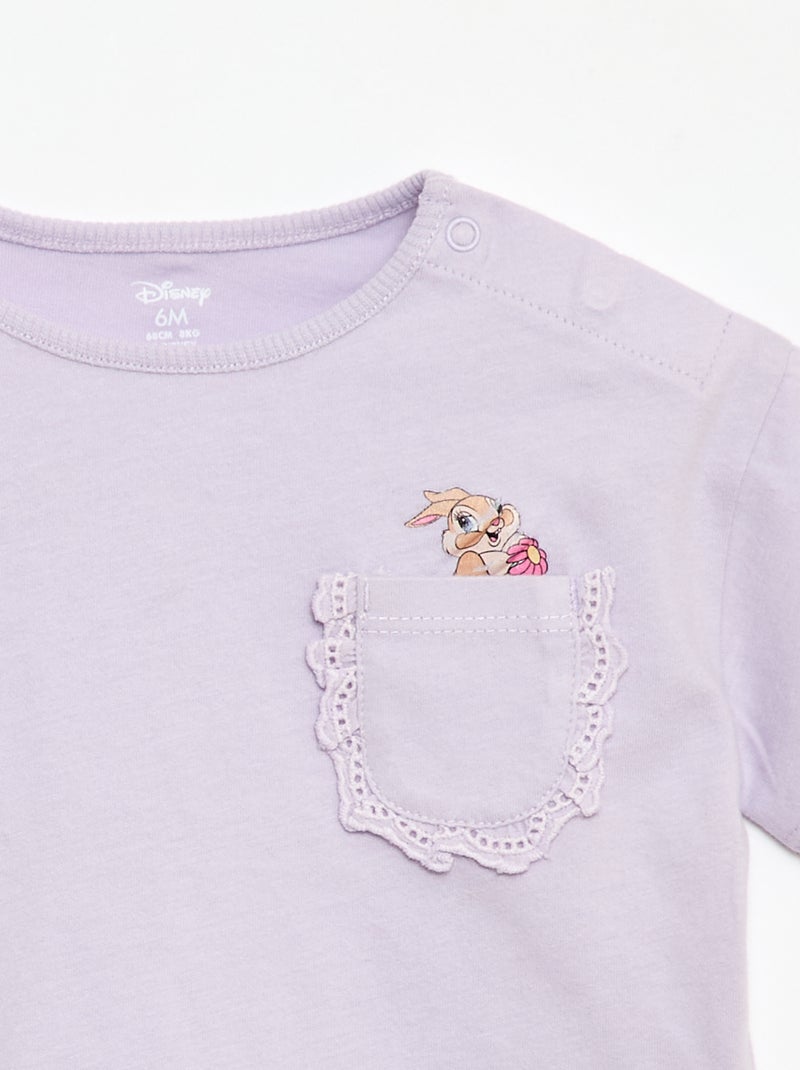 T-shirt 'Disney' met korte mouwen en zak met ruches Paars - Kiabi