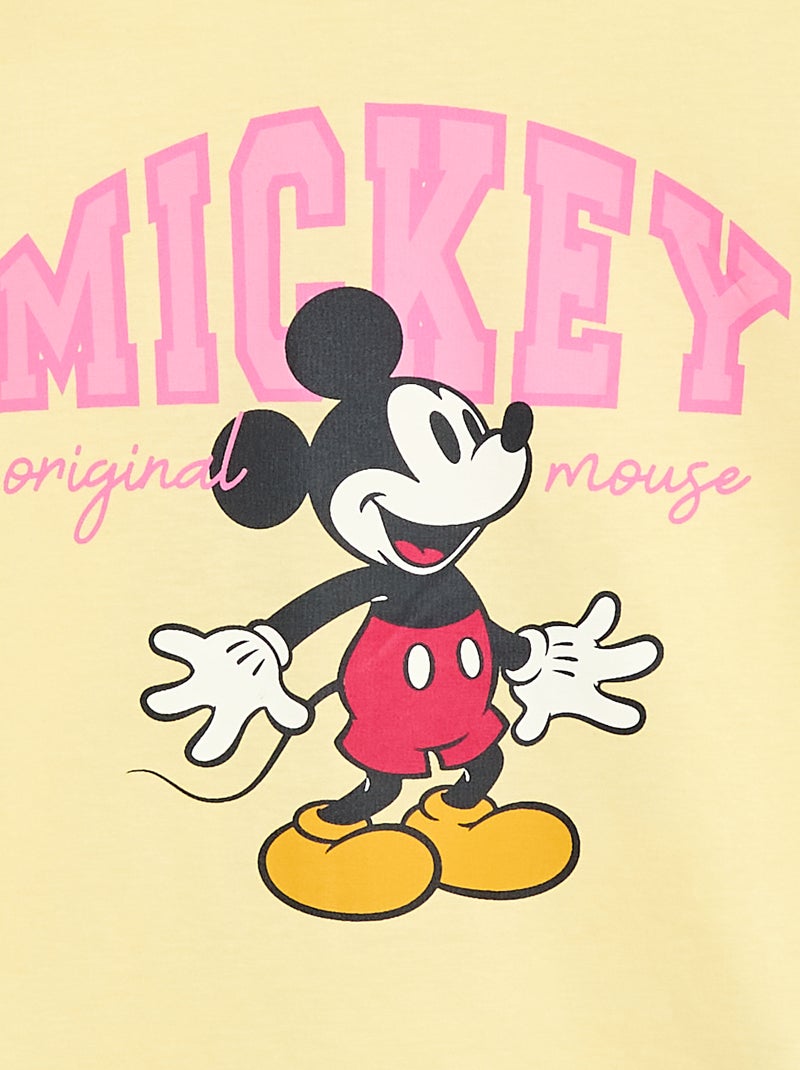 T-shirt 'Disney' 'Mickey' van effen katoen Geel - Kiabi