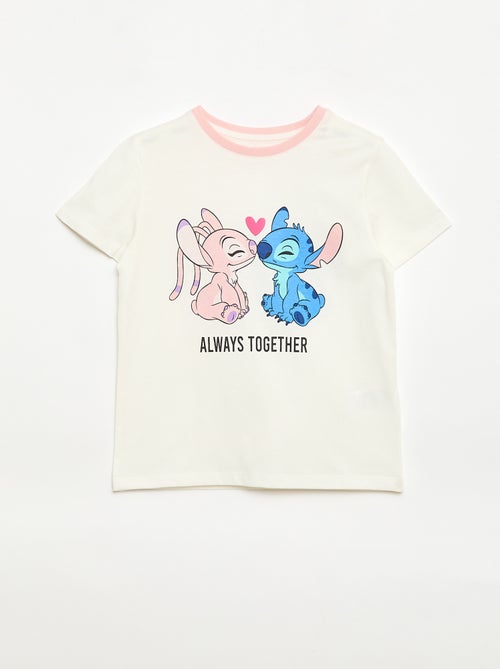 T-shirt 'Disney' 'Stitch & Angel' van effen katoen - Kiabi