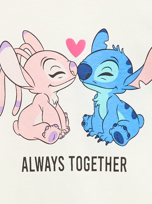 T-shirt 'Disney' 'Stitch & Angel' van effen katoen - Kiabi