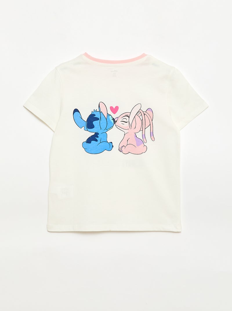T-shirt 'Disney' 'Stitch & Angel' van effen katoen Wit - Kiabi