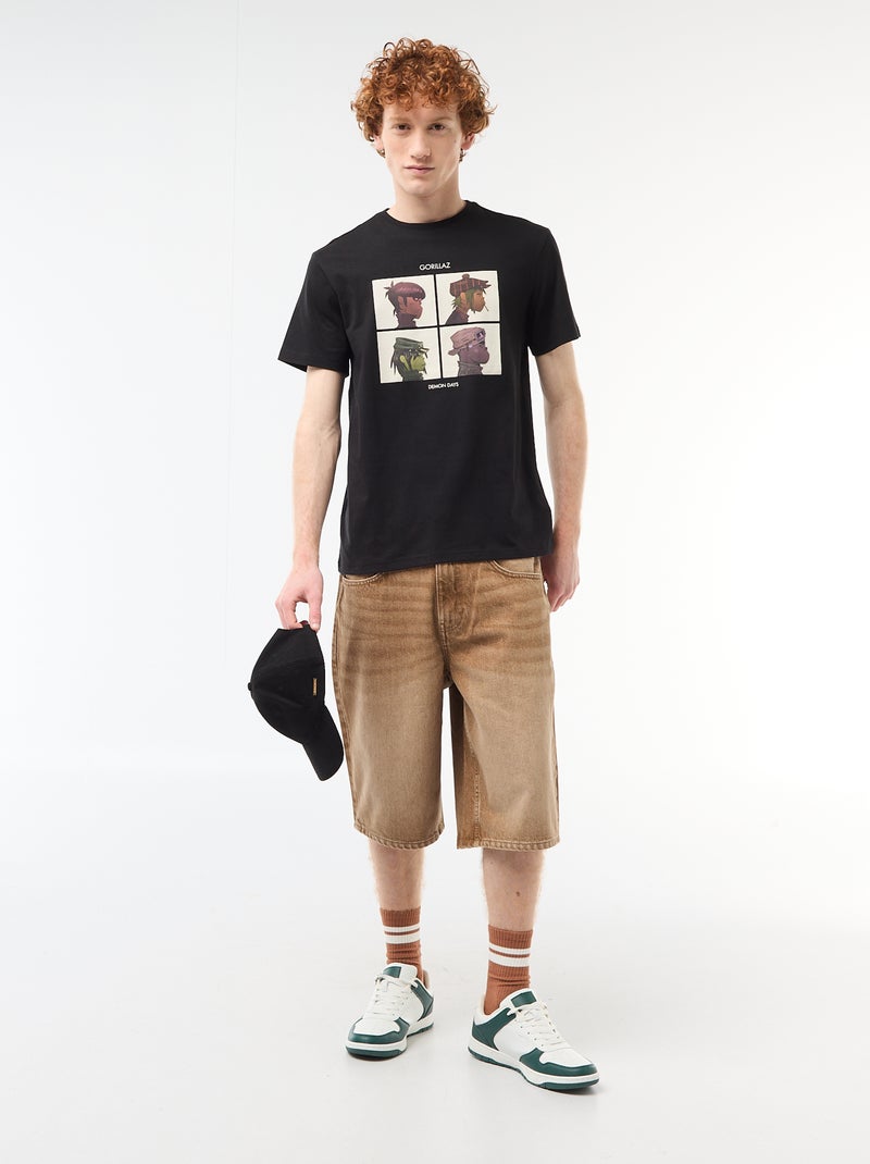 T-shirt 'Gorillaz' van effen katoen Zwart - Kiabi