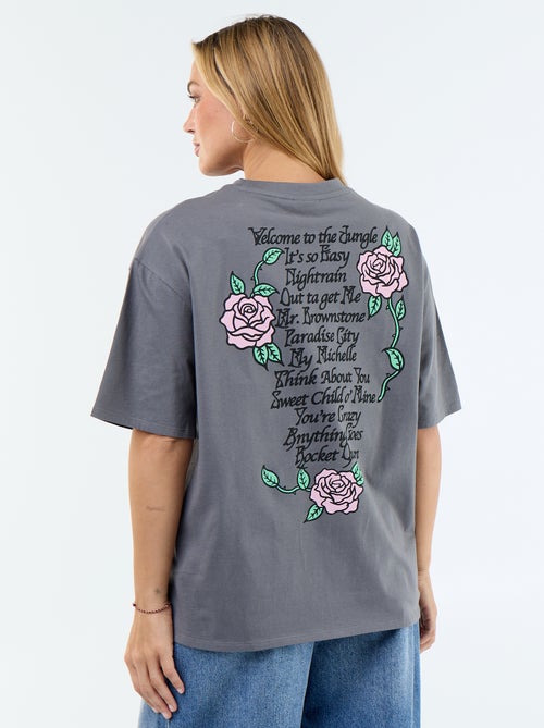 T-shirt 'Guns N'Roses' met korte mouwen en print op voor- en achterkant - Kiabi