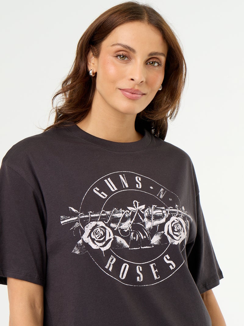 T-shirt 'Guns N'Roses' met korte mouwen en print op voor- en achterkant Zwart - Kiabi