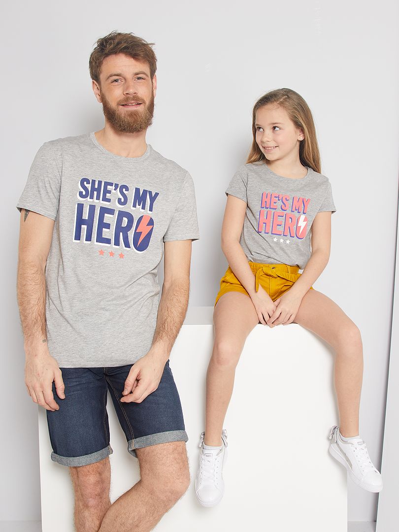 T-shirt 'Hero' GRIJS - Kiabi