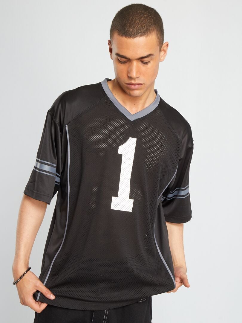 T-shirt in American football-stijl zwart - Kiabi