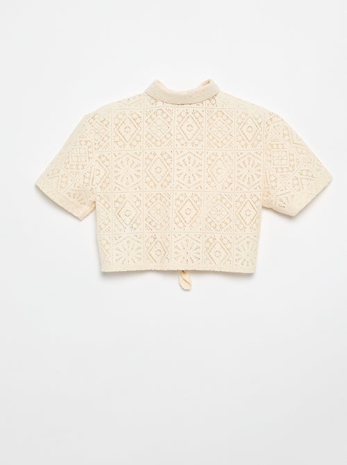 T-shirt in blouse-stijl van opengewerkt haakwerk - Kiabi