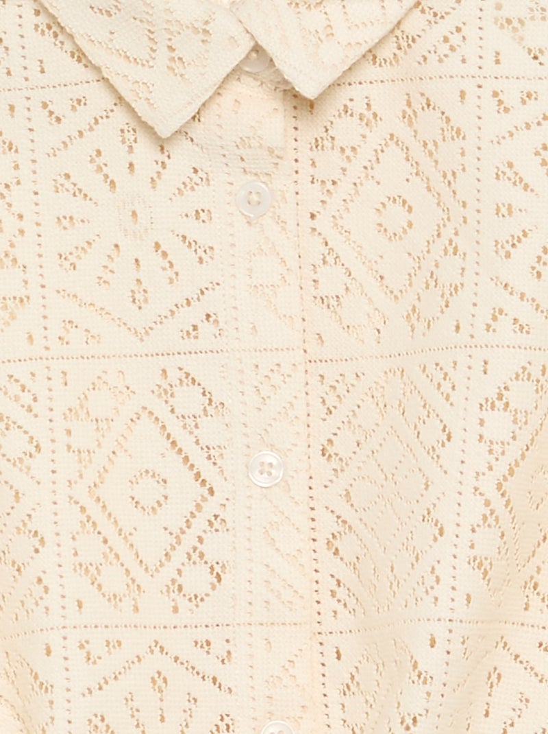 T-shirt in blouse-stijl van opengewerkt haakwerk Wit - Kiabi