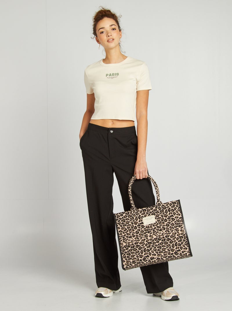 T-shirt in campusstijl WIT - Kiabi