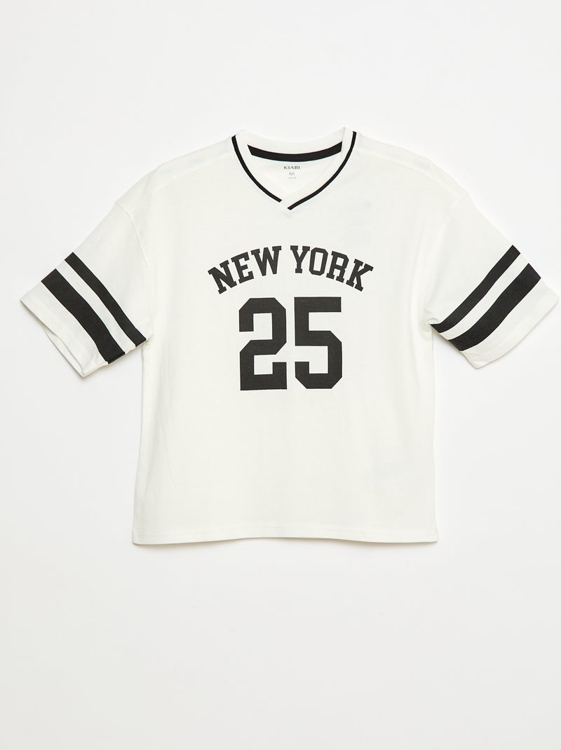 T-shirt in honkbalstijl Wit - Kiabi