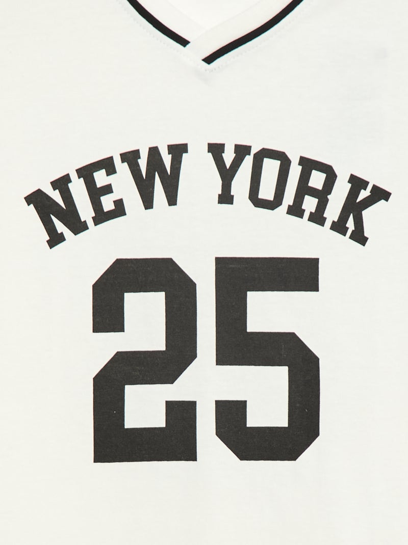 T-shirt in honkbalstijl Wit - Kiabi