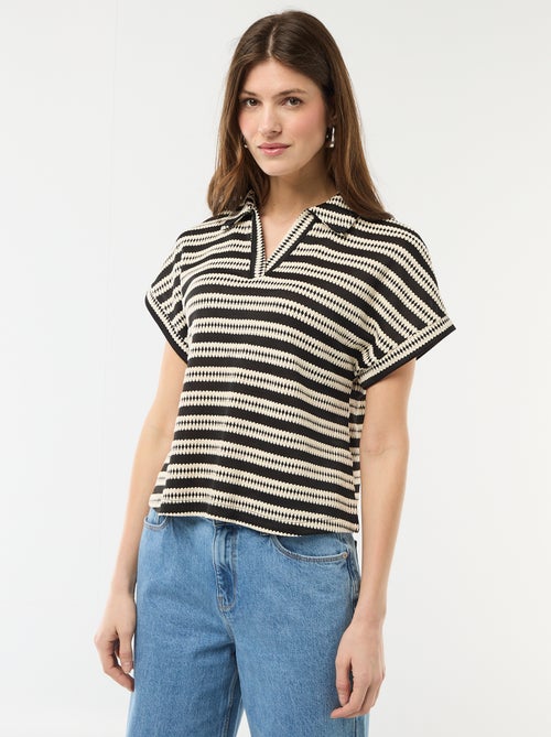 T-shirt in polostijl met kleur - Kiabi