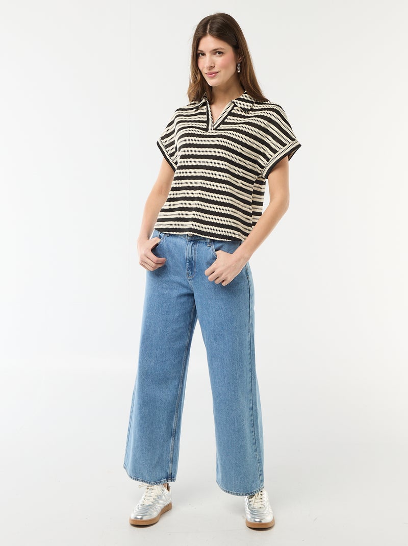 T-shirt in polostijl met kleur Biege - Kiabi