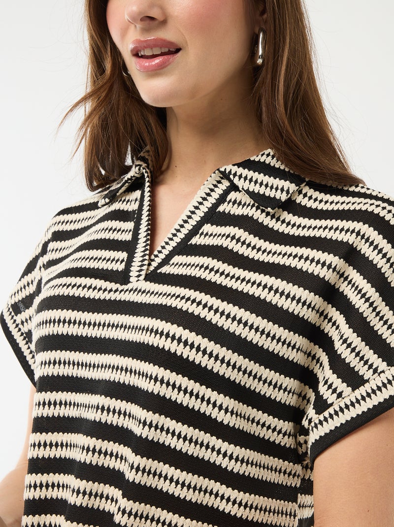 T-shirt in polostijl met kleur Biege - Kiabi