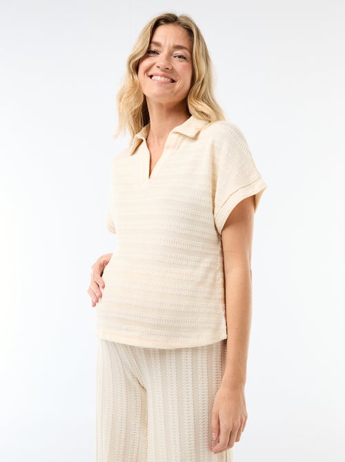 T-shirt in polostijl met kleur - Kiabi