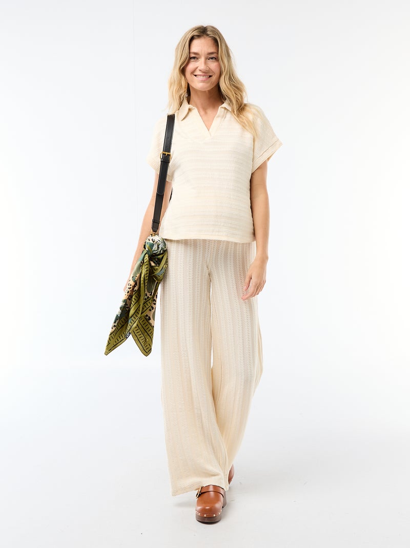 T-shirt in polostijl met kleur Wit - Kiabi