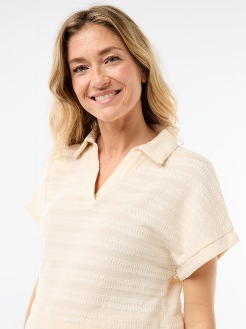 T-shirt in polostijl met kleur - Kiabi