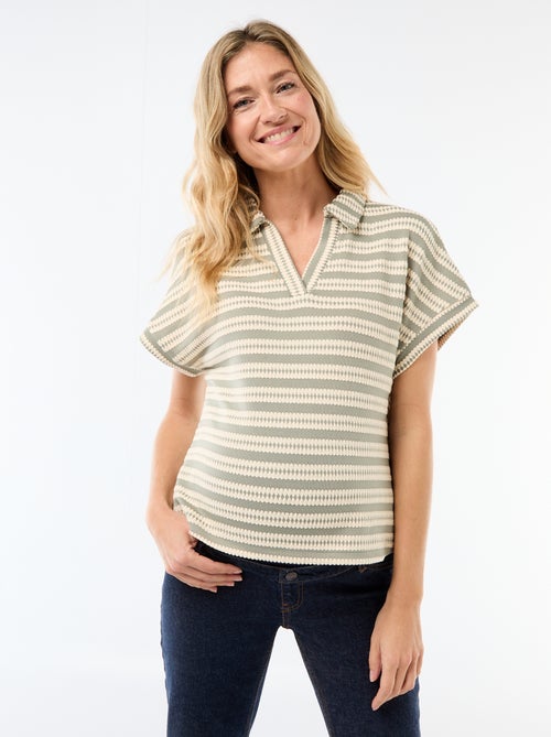 T-shirt in polostijl met kleur - Kiabi