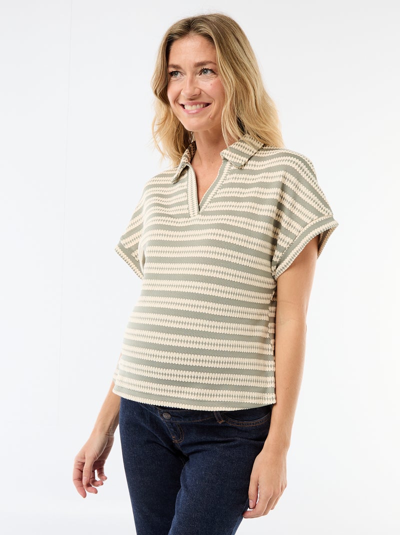 T-shirt in polostijl met kleur Wit - Kiabi